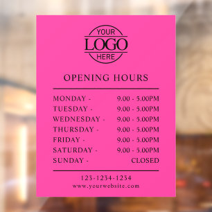 Modern Minimal Bight Pink Business Opening Hours