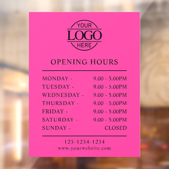 Modern Minimal Bight Pink Business Opening Hours (Sheet 2)