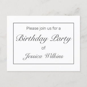 Modern Minimal Birthday Party Invitation Postcard