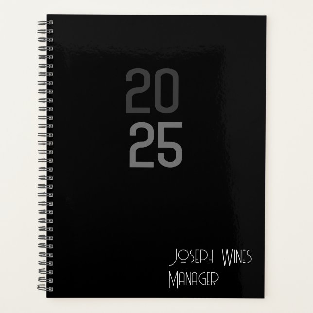 Modern Minimal Black 2025 Planner  (Front)