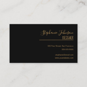 Modern Minimal Black and Gold Calligraphy   Business Card