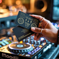 Modern minimal black and gold dj music turntable