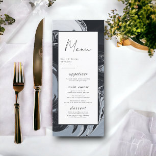 Modern Minimal Black And White Abstract Wedding Menu