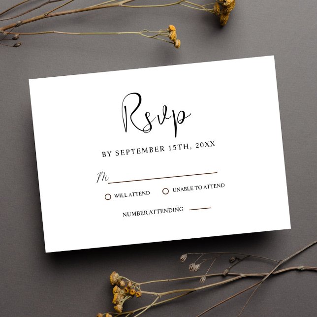 Modern Minimal Black And White Elegant Wedding RSVP Card (Modern Minimal Black And White Elegant Wedding RSVP Card)
