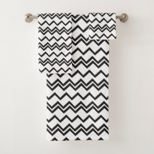 Modern Minimal Black and White Geometric Triangles Bath Towel Set