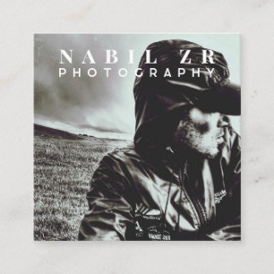 modern minimal black and white photography square business card