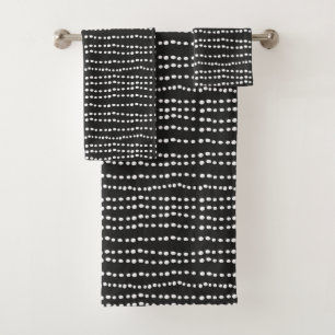 Modern Minimal Black and White Polka Dot Bath Towel Set