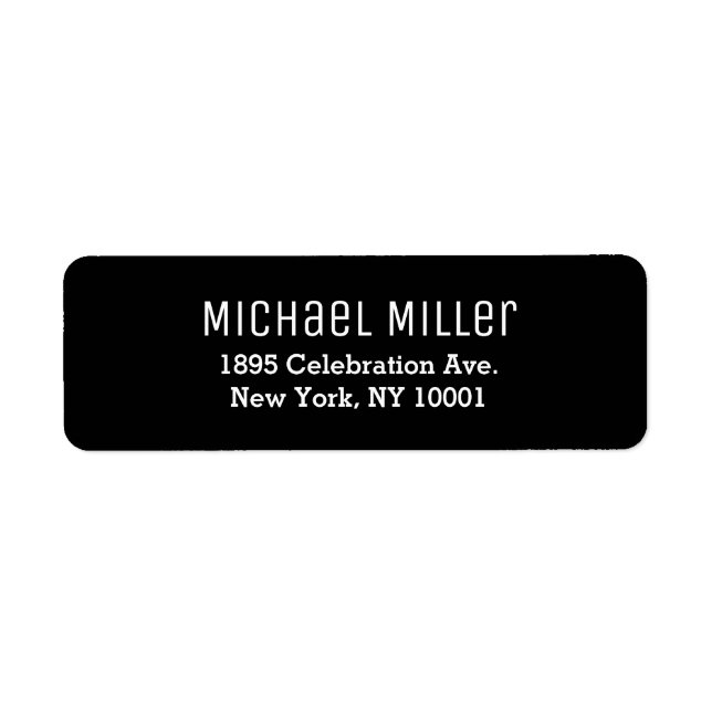 Modern Minimal Black and White Return Address Label (Front)