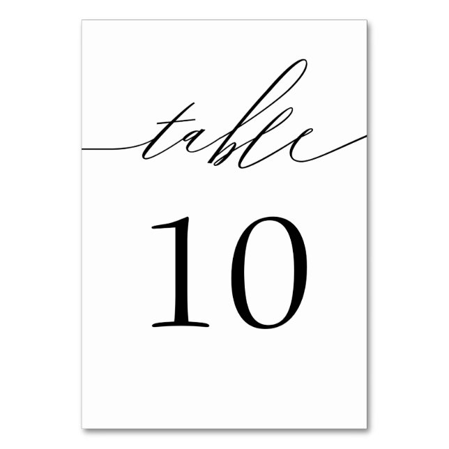 Modern minimal black and white table number (Front)