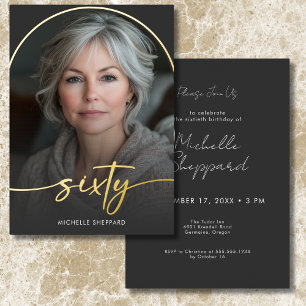 Modern Minimal Black Arch Sixtieth Birthday