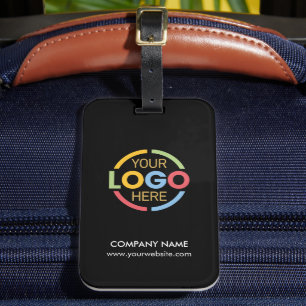 Modern Minimal Black Business Logo Employee Travel Luggage Tag