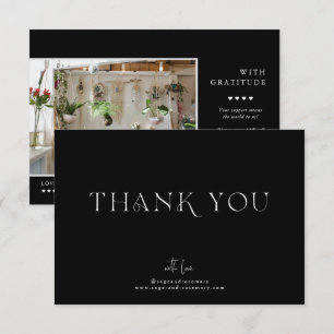 Modern Minimal Black Business Thank You Card