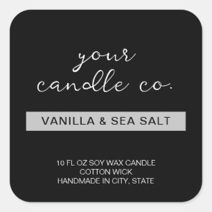 Modern Minimal Black Candle Label