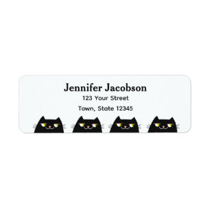 Modern Minimal Black Cat Return Address Label