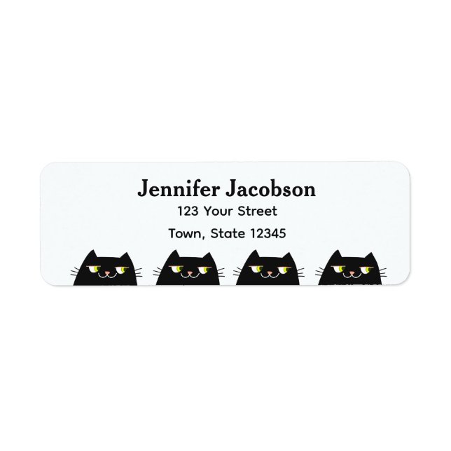 Modern Minimal Black Cat Return Address Label (Front)