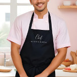 Modern Minimal Black Chef Kitchen Custom Name Apron<br><div class="desc">Dress the part in your very own custom name chef kitchen apron in black. The design features a simple and modern typography design combination of script and serif design. Perfect for chef connoisseurs and foodies.</div>