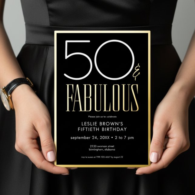 Modern Minimal Black Fifty & Fabulous Birthday (Creator Uploaded)
