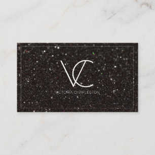 Modern Minimal Black Glitter Business Card