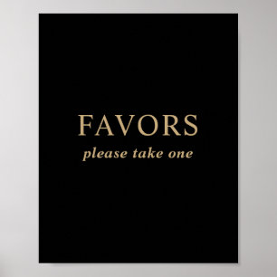 Modern Minimal Black Gold Wedding Favors Sign