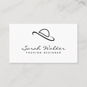 Modern Minimal Black Hat Script Fashion Designer Business Card