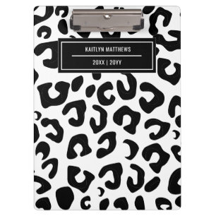 Modern Minimal Black Leopard Print Clipboard