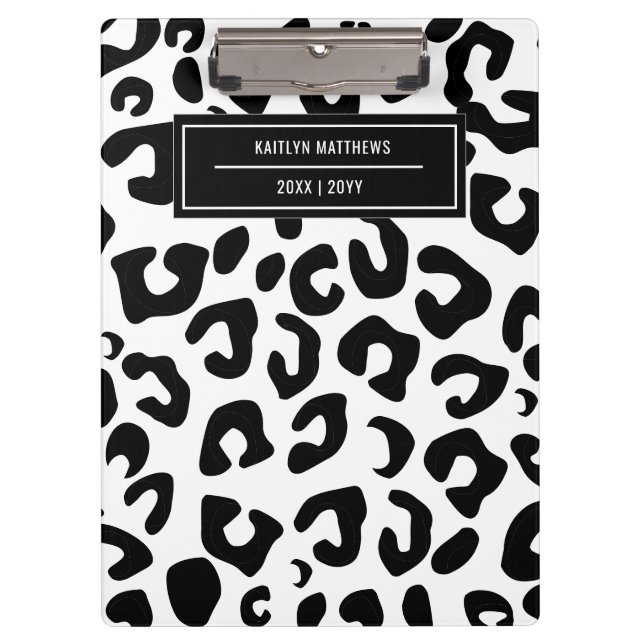 Modern Minimal Black Leopard Print Clipboard (Front)