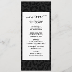 Modern Minimal Black Leopard Print Menu