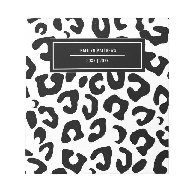 Modern Minimal Black Leopard Print Notepad (Front)