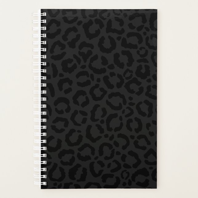 Modern Minimal Black Leopard Print Planner (Front)