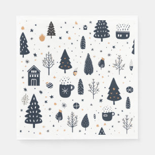 Modern Minimal Black Neutral Christmas Holiday Napkin