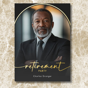 Modern Minimal Black Retirement Party