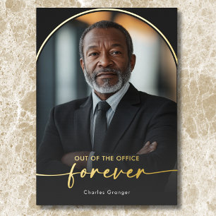 Modern Minimal Black Retirement Party