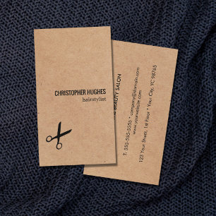 Modern Minimal Black Scissor Kraft Paper Hair Business Card