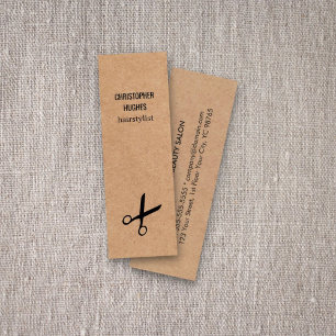 Modern Minimal Black Scissor Kraft Paper Hair Mini Business Card