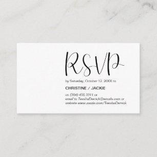 Modern Minimal, Black Script, RSVP respond Enclosure Card