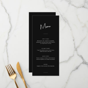 Modern Minimal Black Script Wedding Menu