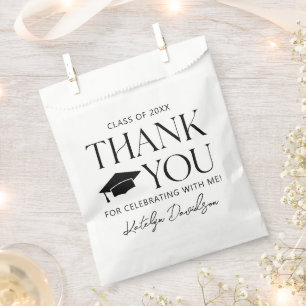 Modern Minimal Black Serif Graduation Favour Bag