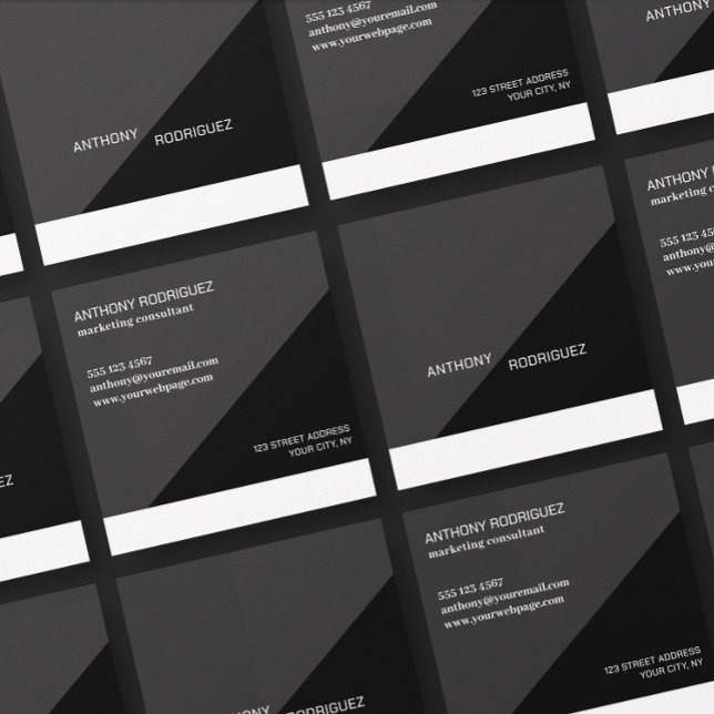 Modern Minimal Black Square Business Card (Card shown in 2.5 inch square. Choose paper and corner style.)