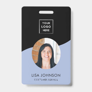 Modern Minimal Black Staff QR Code Badge ID Badge