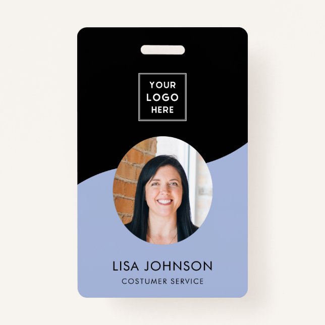 Modern Minimal Black Staff QR Code Badge ID Badge (Front)