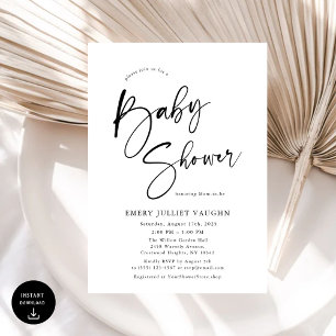 Modern Minimal Black & White Baby Shower Invitation