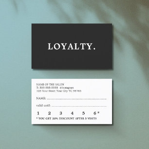 Modern Minimal Black White Beauty Loyalty Card