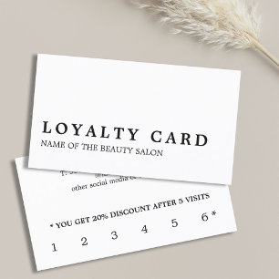 Modern Minimal Black White Beauty Loyalty Card