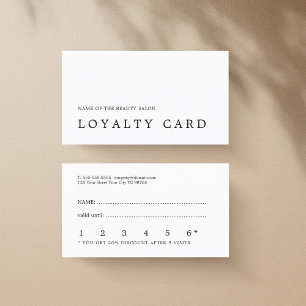 Modern Minimal Black White Beauty Loyalty Card