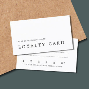Modern Minimal Black White Beauty Loyalty Card