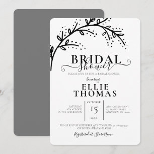 Modern Minimal Black & White Bridal Shower Invitation