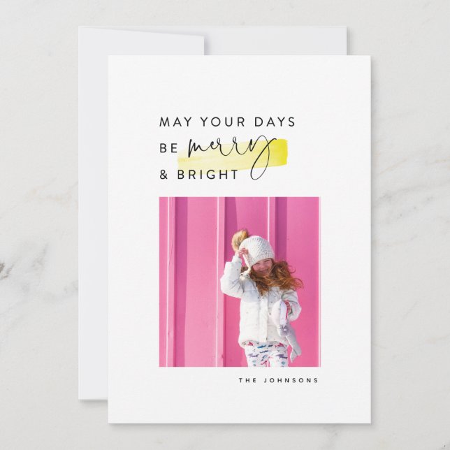 Modern Minimal Black & White Christmas Photo Card (Front)