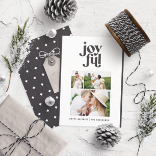 Modern minimal black white Christmas typography Holiday Card