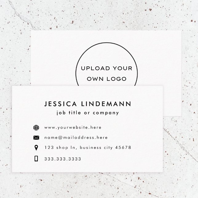 Modern Minimal Black White Custom Logo Business Card (Creator Uploaded)