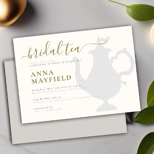 Modern Minimal Black White Gold Bridal Tea Party Invitation